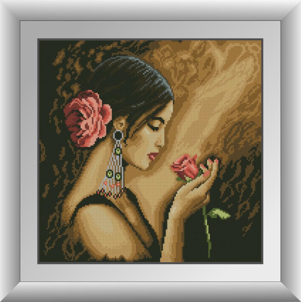 Алмазная мозаика Dream Art Испанка с цветком 39х39 см (DA.30168)