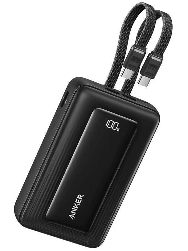 Повербанк Anker 20000 mAh 45W с 2 встроенными кабелями быстрой зарядкой и LED дисплеем для телефона ноутбука и роутера