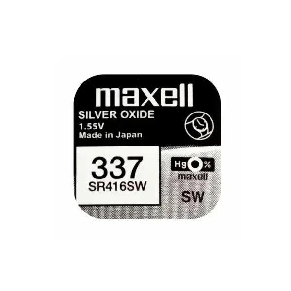 Батарейка для часов серебряно-цинковая Maxell 337 SR416SW 1,55V (61)