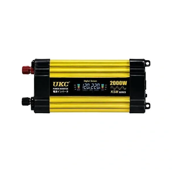 Автомобильный инвертор UKC 2хUSB LCD 1000 Вт 12-220V Черно-желтый (37520598)