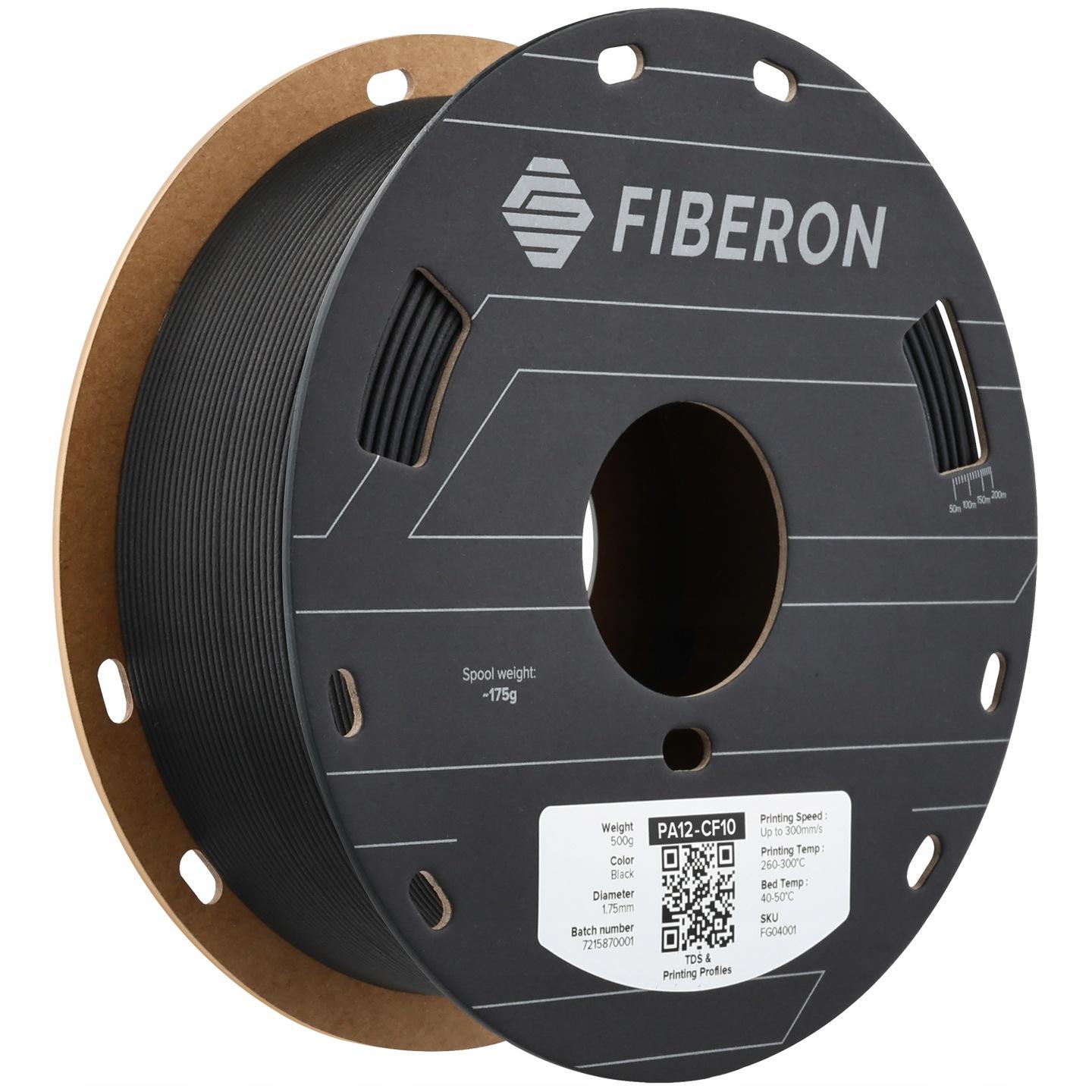 Нейлон Fiberon PA12-CF10 1,75 мм 0,5 кг Black