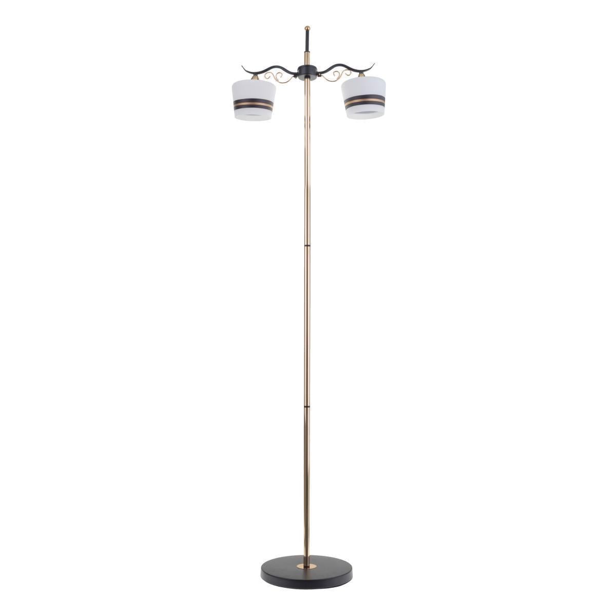 Торшер с двумя золотистыми плафонами с декором Brille LK-708F/2 E27 BK+FG 25-312