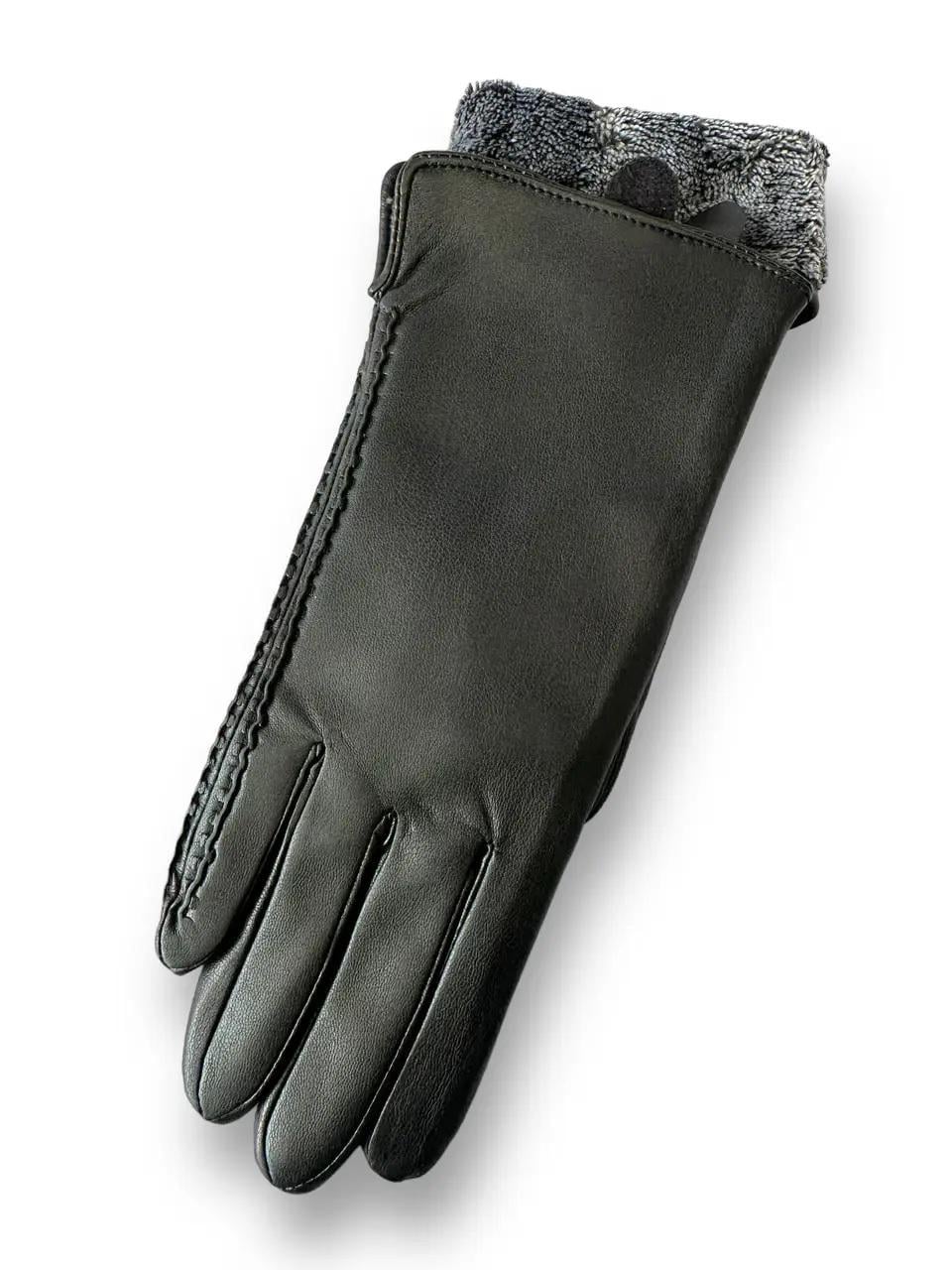 Перчатки женские искусственная кожа R-103 р. 8,5 Черный (DR017323)