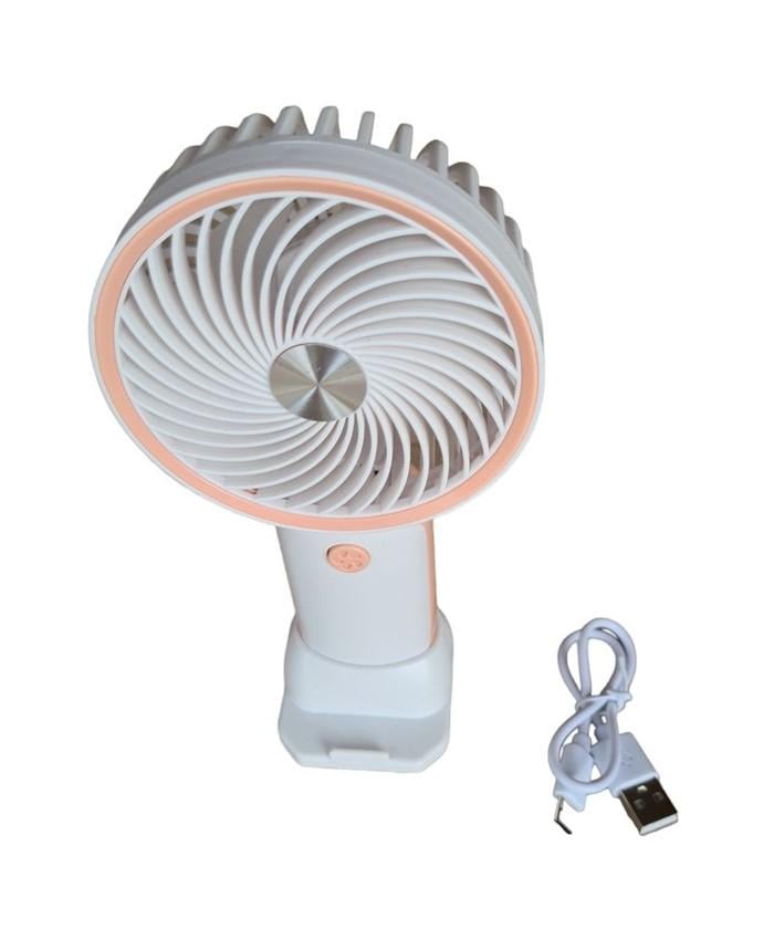 Вентилятор ручной Mini Fan HX09-1 аккумуляторный с подставкой для телефона Белый с персиковым (377da429)