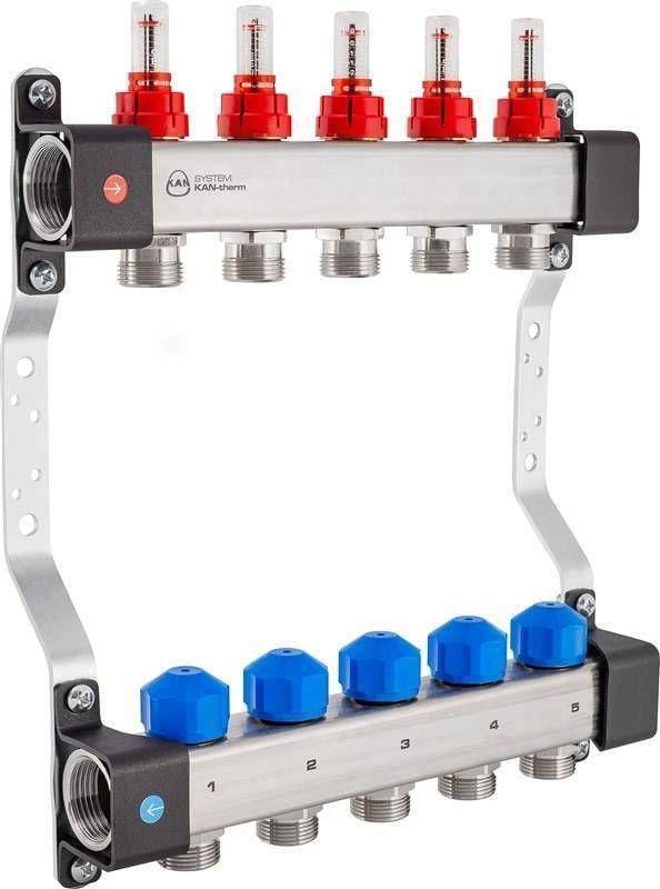 Коллекторная группа KAN InoxFlow серия UFS с вентилями для сервоприводов и расходомерами 8 отводов (1316157072) Коллекторная группа KAN InoxFlow серия UFS с вентилями для сервоприводов и расходомерами 8 отводов (1316157072)