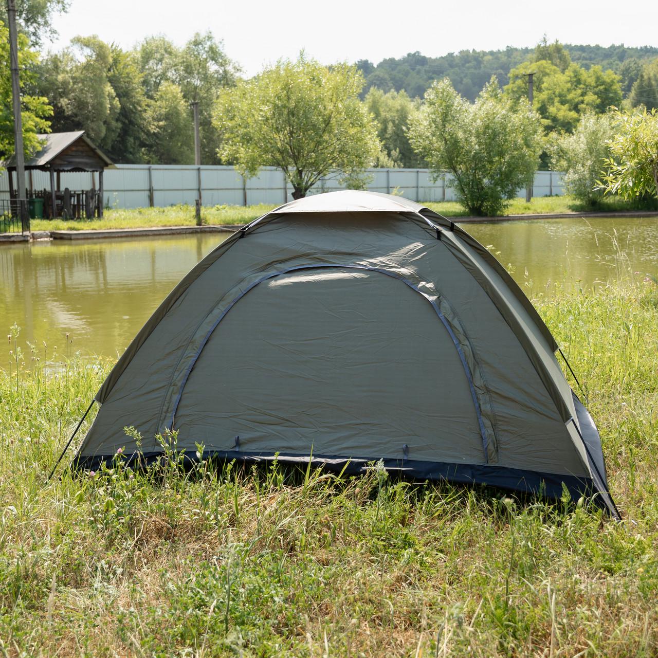 Палатка двухместная LU-025GR кемпинговая туристическая для рыбалки 200x150x120 см Хаки (7467)