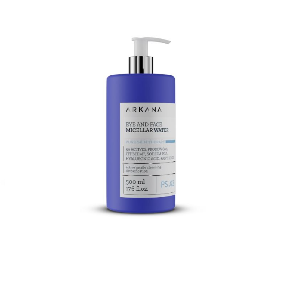 Міцелярна вода для обличчя та очей Arkana Pure Skin Therapy Eye+Face Micellar Water 500 мл (63003)
