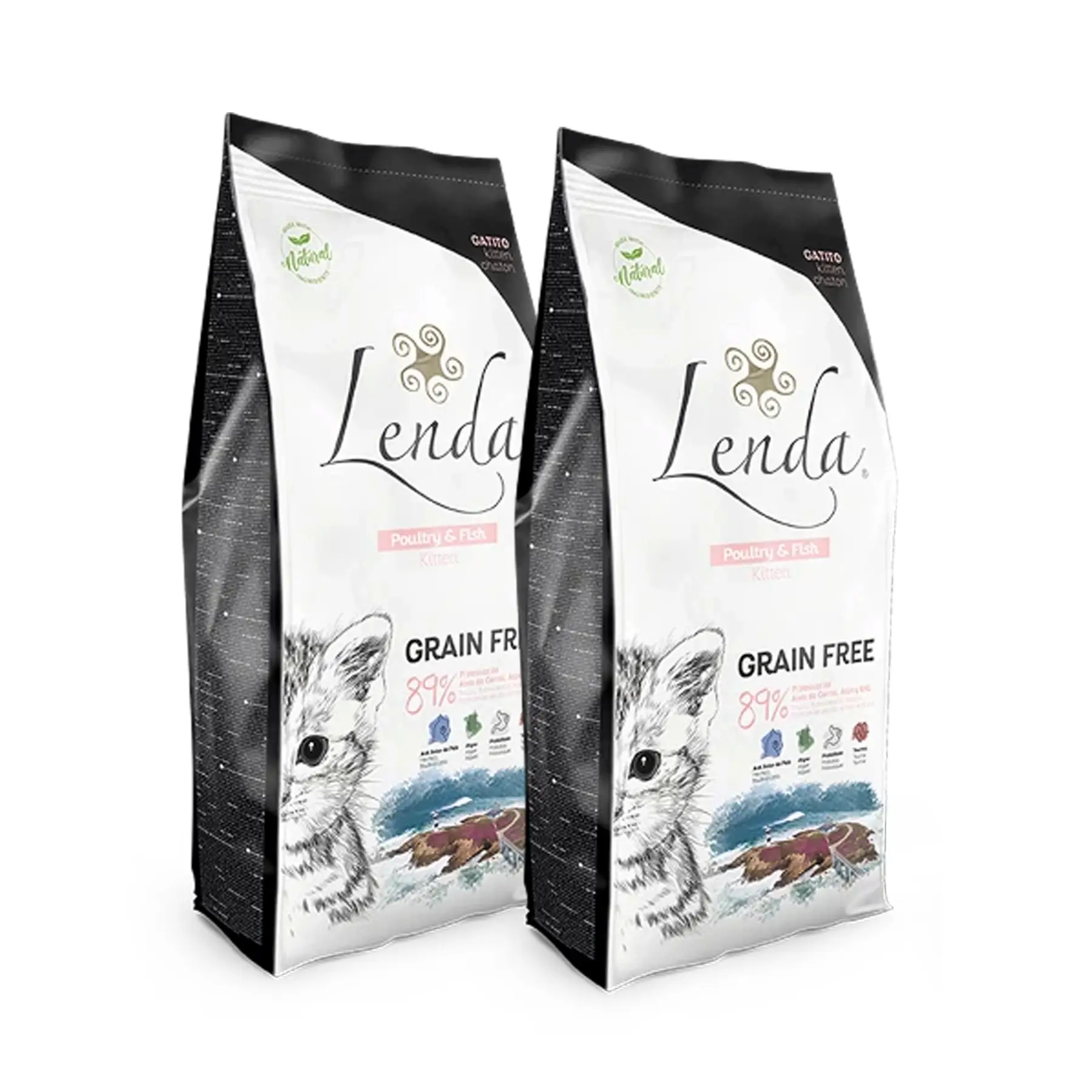 Набор корма сухого для котят беззерновой Lenda POULTRY&FISH Kitten Свойская птица и Рыба 2 шт./2 кг (24158877)