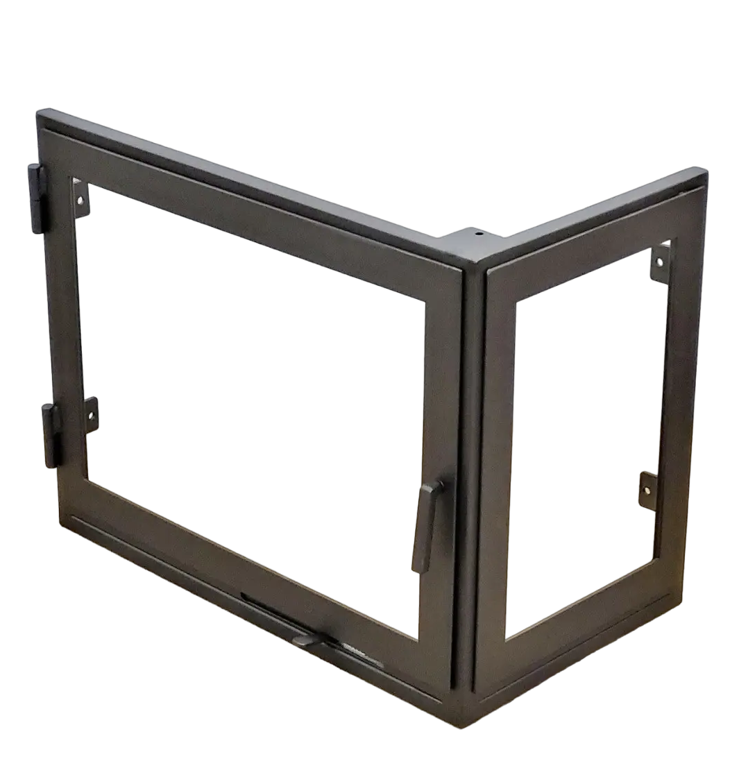 Угловая дверца для камина с жаропрочным стеклом 425x575x330 мм (13698803)