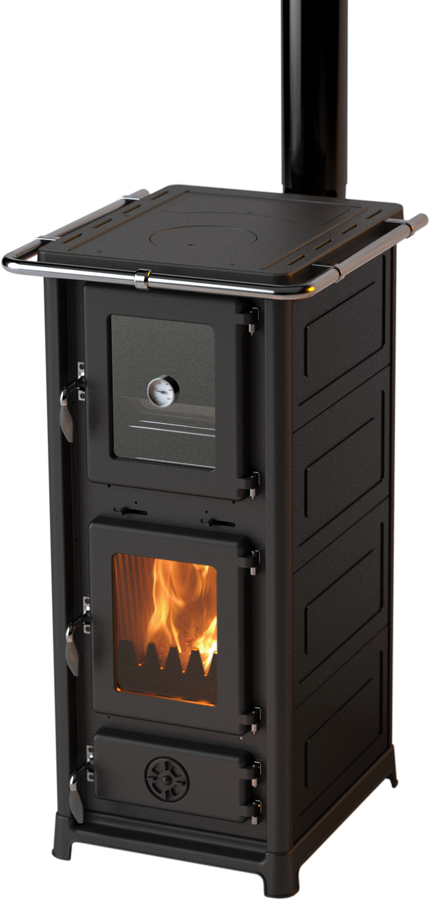 Піч-камін варильна дров'яна MBS OLYMPIA з духовкою 12 кВт Чорний (CNT00007488)