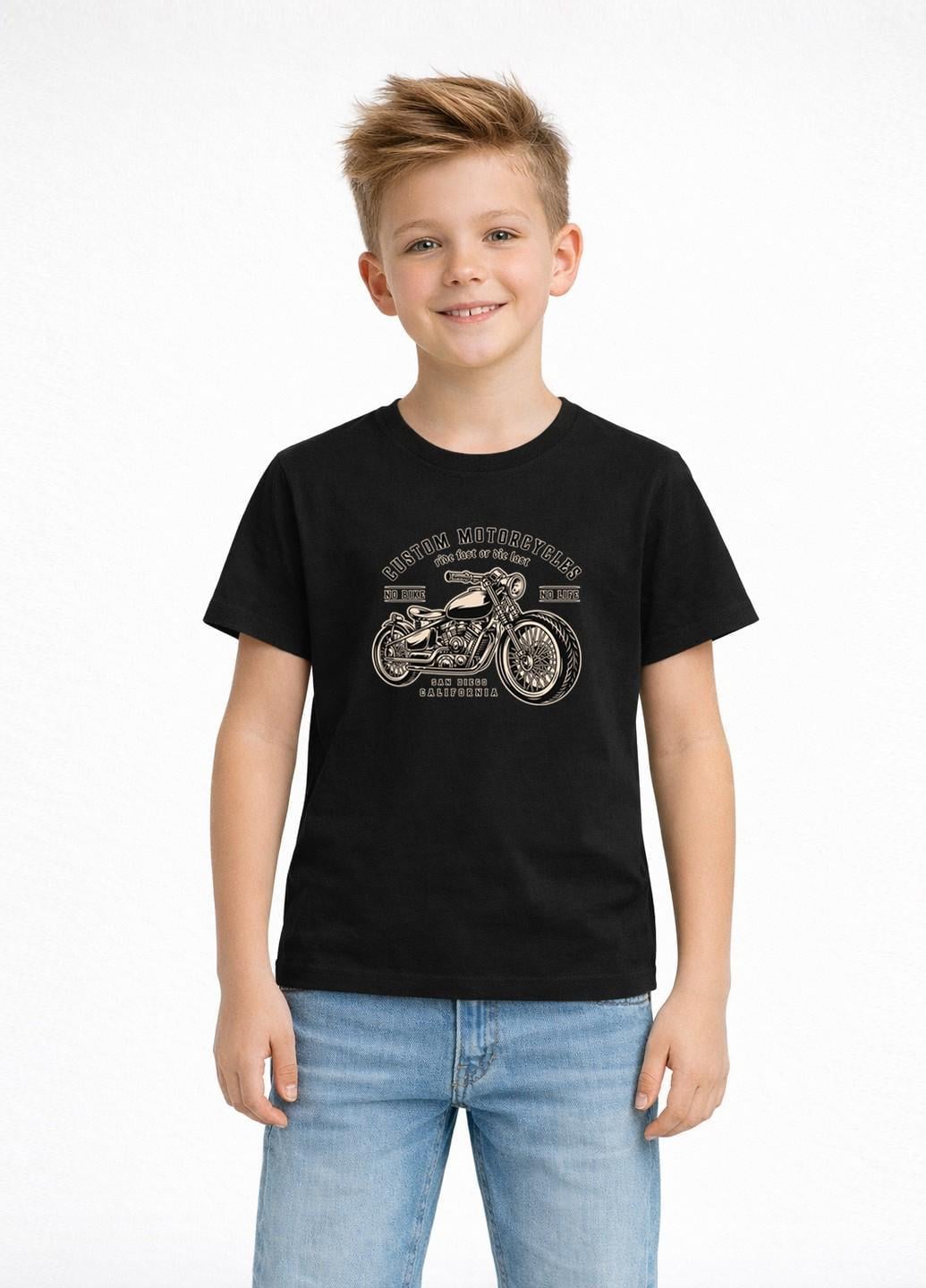 Футболка детская Наталюкс "Motorcycle" р. 34 122-128 см Черный (1238053290941)