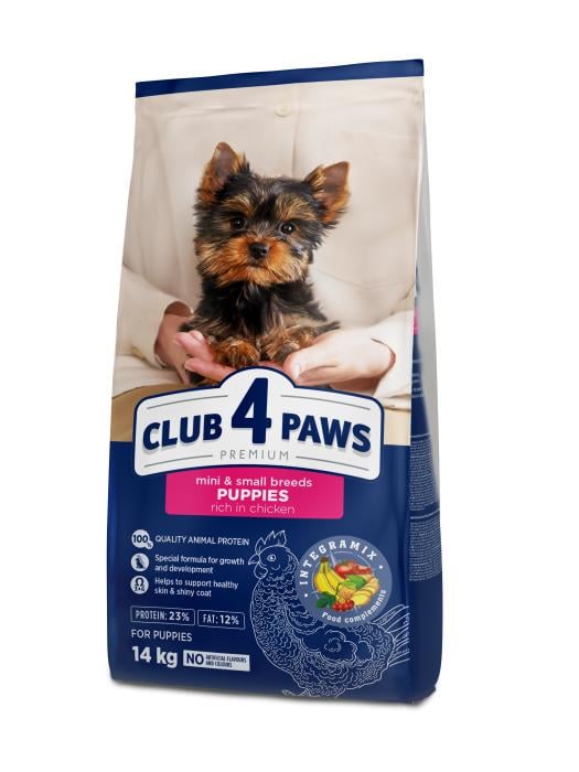 Корм сухий для цуценят малих порід Club 4 Paws Puppies Mini & Small Breeds Chicken 14 кг
