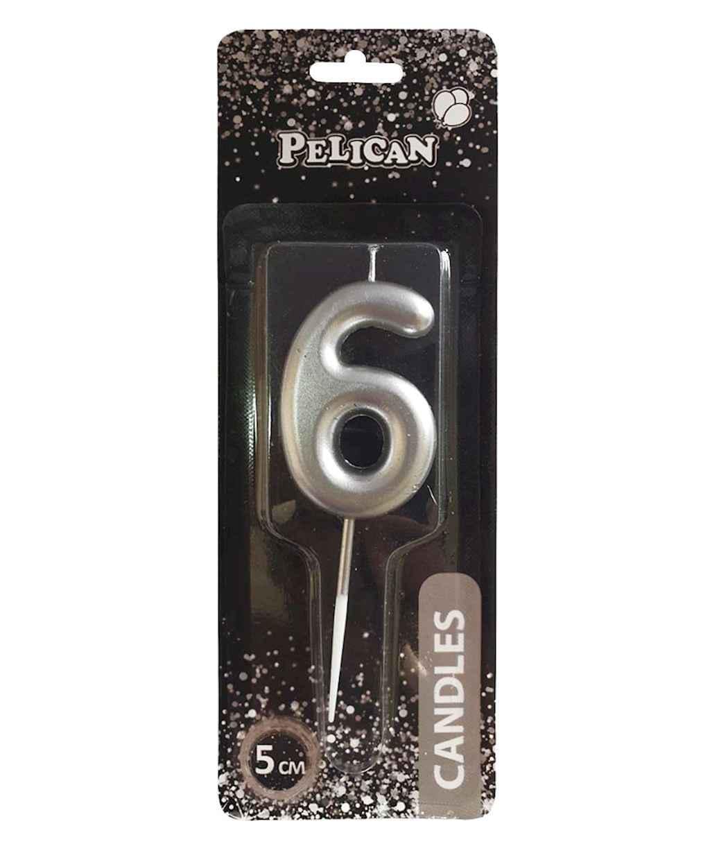 Свеча для торта Pelican 6 5 см Серебристый (865026)