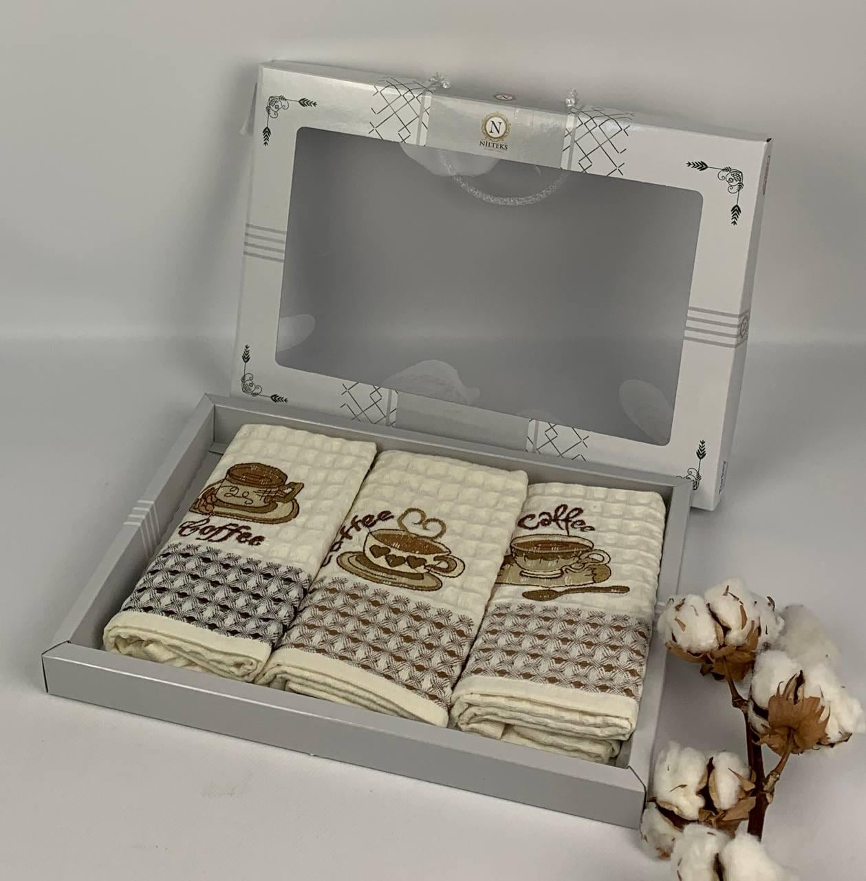 Набір кухонних рушників Nilteks Qualite Coffe 3 шт. (CN33181)