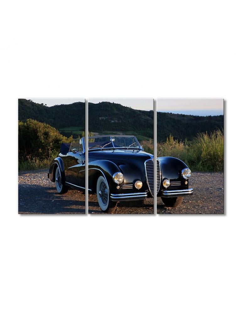 Картина модульная Старинный автомобиль черный 3 модуля 70x105 см