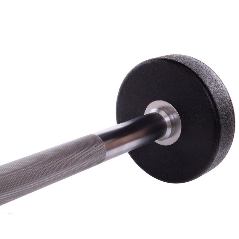 Штанга фіксована пряма Urethane Barbell Zelart TA-2689 15 кг Зелено-чорний (58363124) - фото 4