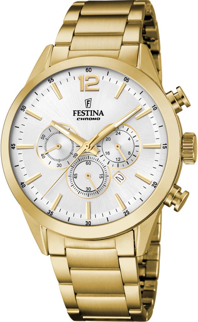 Наручные часы мужские Festina F20633/1 Timeless Chronograph со стальным корпусом WR 100 м и белым циферблатом Наручные часы мужские Festina F20633/1 Timeless Chronograph со стальным корпусом WR 100 м и белым циферблатом
