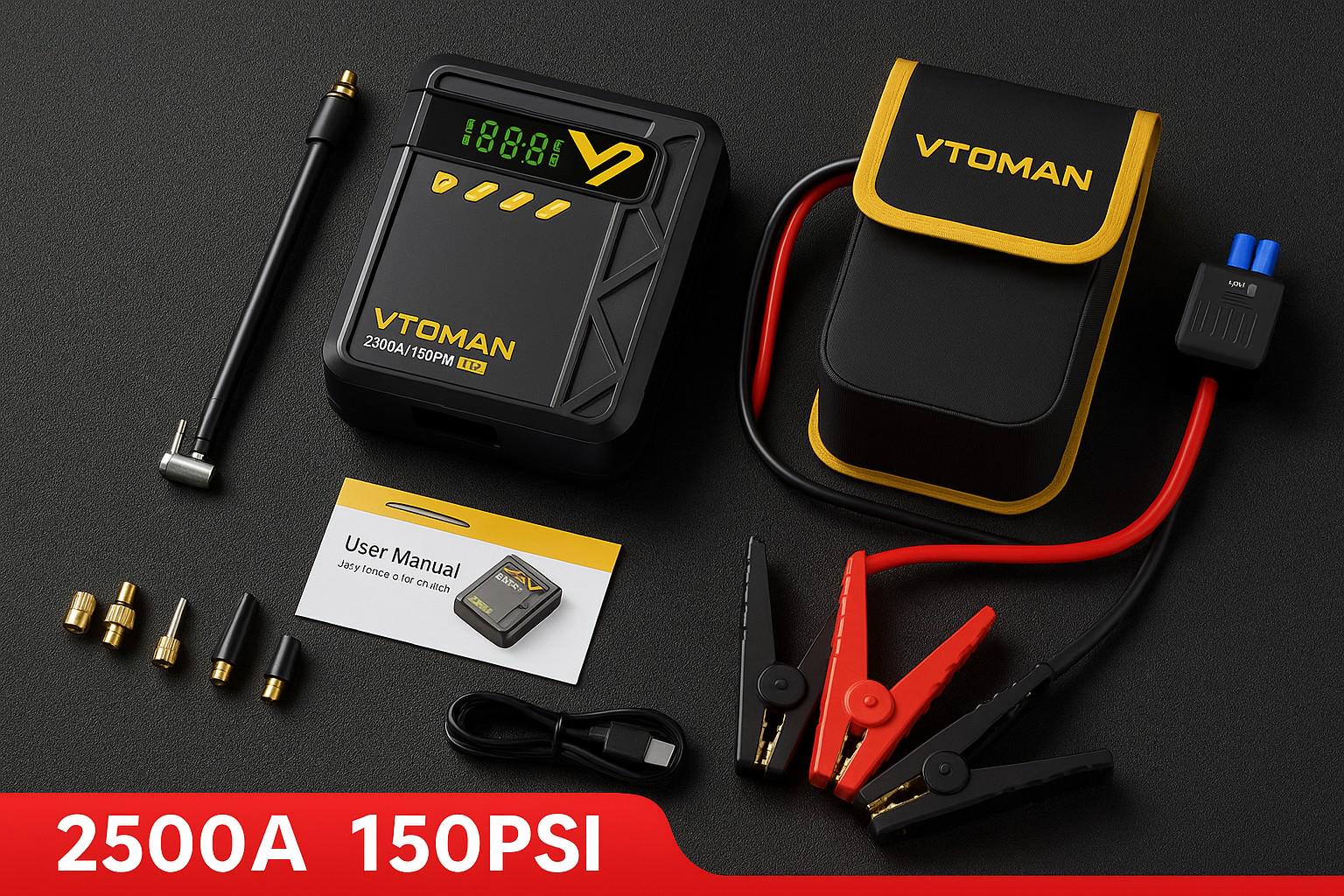Пусковое устройство VTOMAN X4 2500A с компрессором 150 PSI Jump Starter 12В для авто до 8,5 л дизель до 6 л - фото 6 Пусковое устройство VTOMAN X4 2500A с компрессором 150 PSI Jump Starter 12В для авто до 8,5 л дизель до 6 л - фото 6