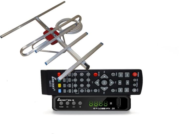 Тюнер с функциями медиаплеера и IPTV/WebTV Eurosky ES-16+/антенна комнатная с усилителем A-sus 0,3 до 35 км