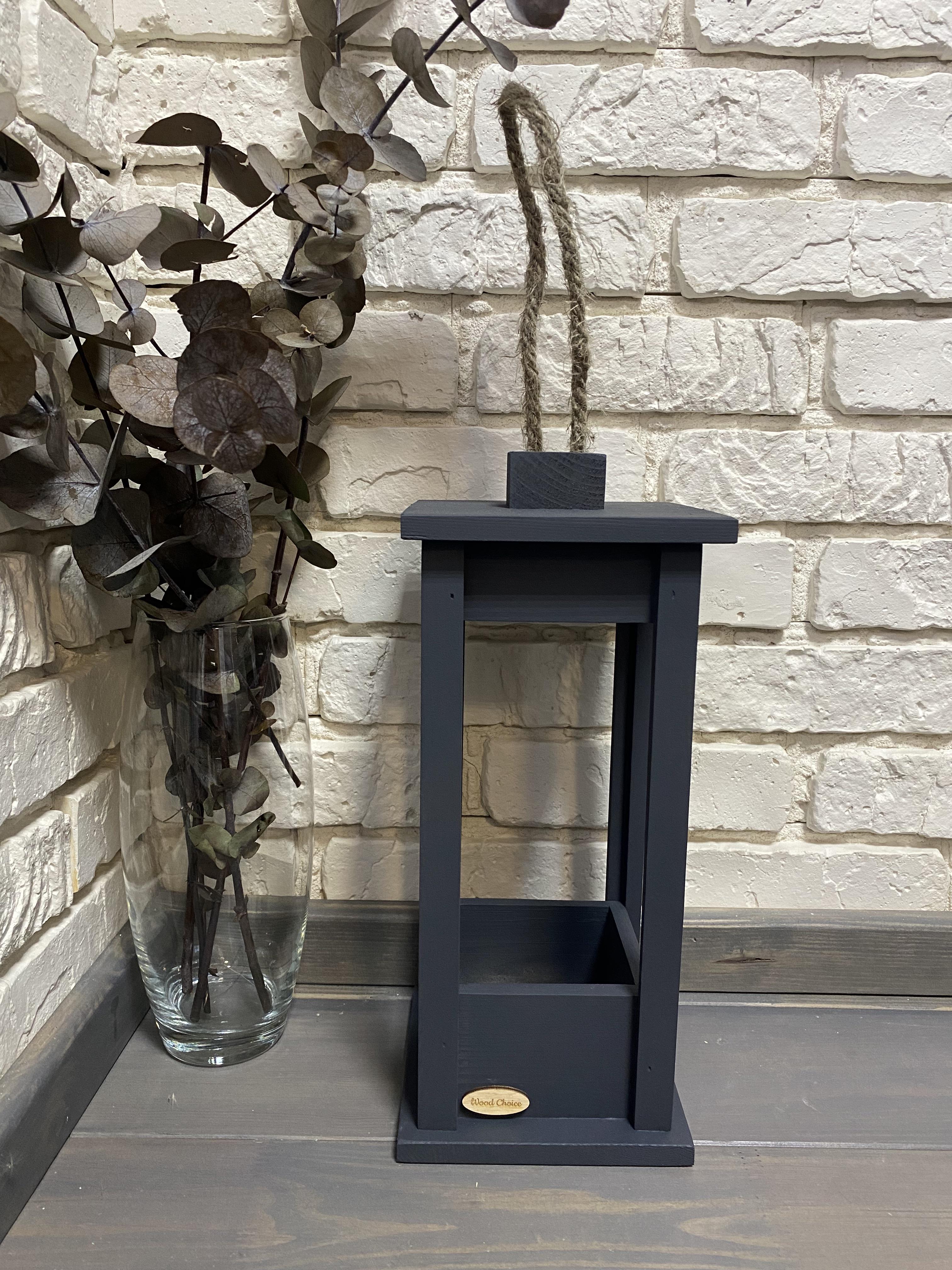 Свічник дерев'яний Wood Choice Ліхтар 15х15х35 Сірий - фото 2