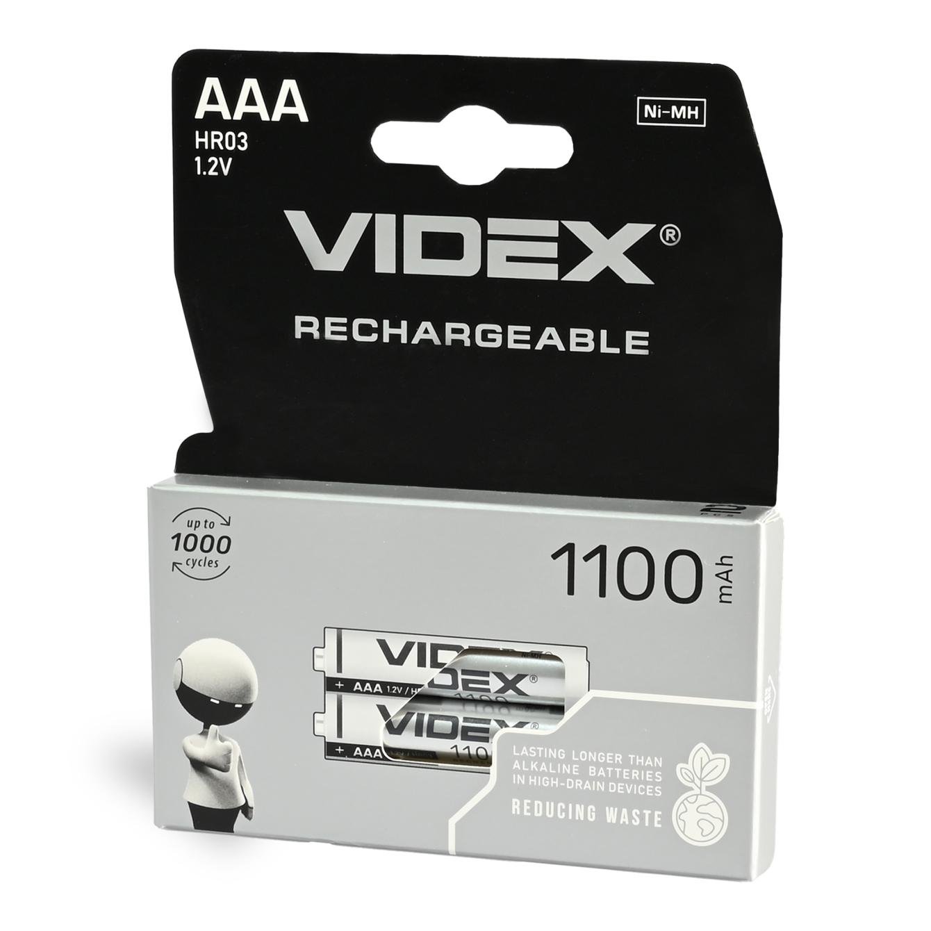 Акумулятори Videx 1,2 В HR3/AAA 1100mAh double blister/2 шт. (HR03/1100/2DB)