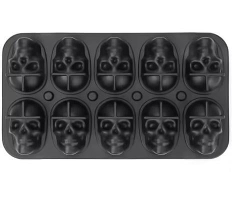Форма для льоду силіконова Череп 10 комірок Чорний (НР051585)