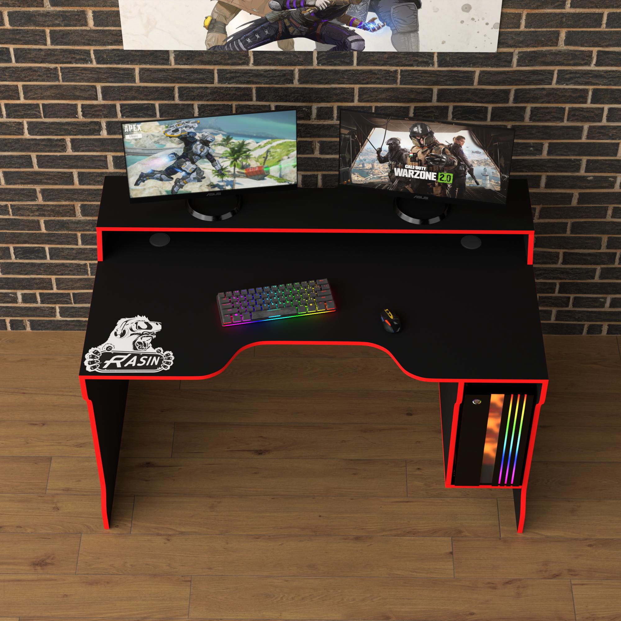 Стол геймерский эргономичный с надстройкой Zeus Rasin RS-23 из ЛДСП Черно-красный (RS-23) - фото 3 Стол геймерский эргономичный с надстройкой Zeus Rasin RS-23 из ЛДСП Черно-красный (RS-23) - фото 3