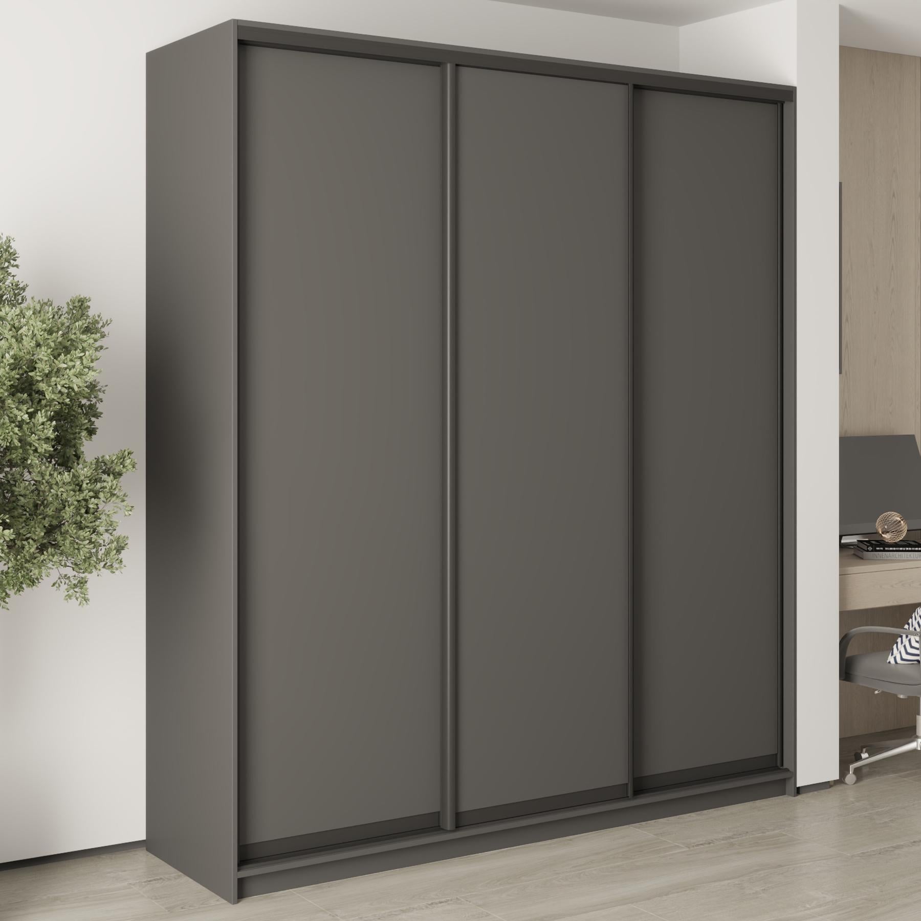 Шафа-купе тридверна MebelStar Комбо BG 3 ДСП 210x45x240 см Антрацит (MBS-9431)