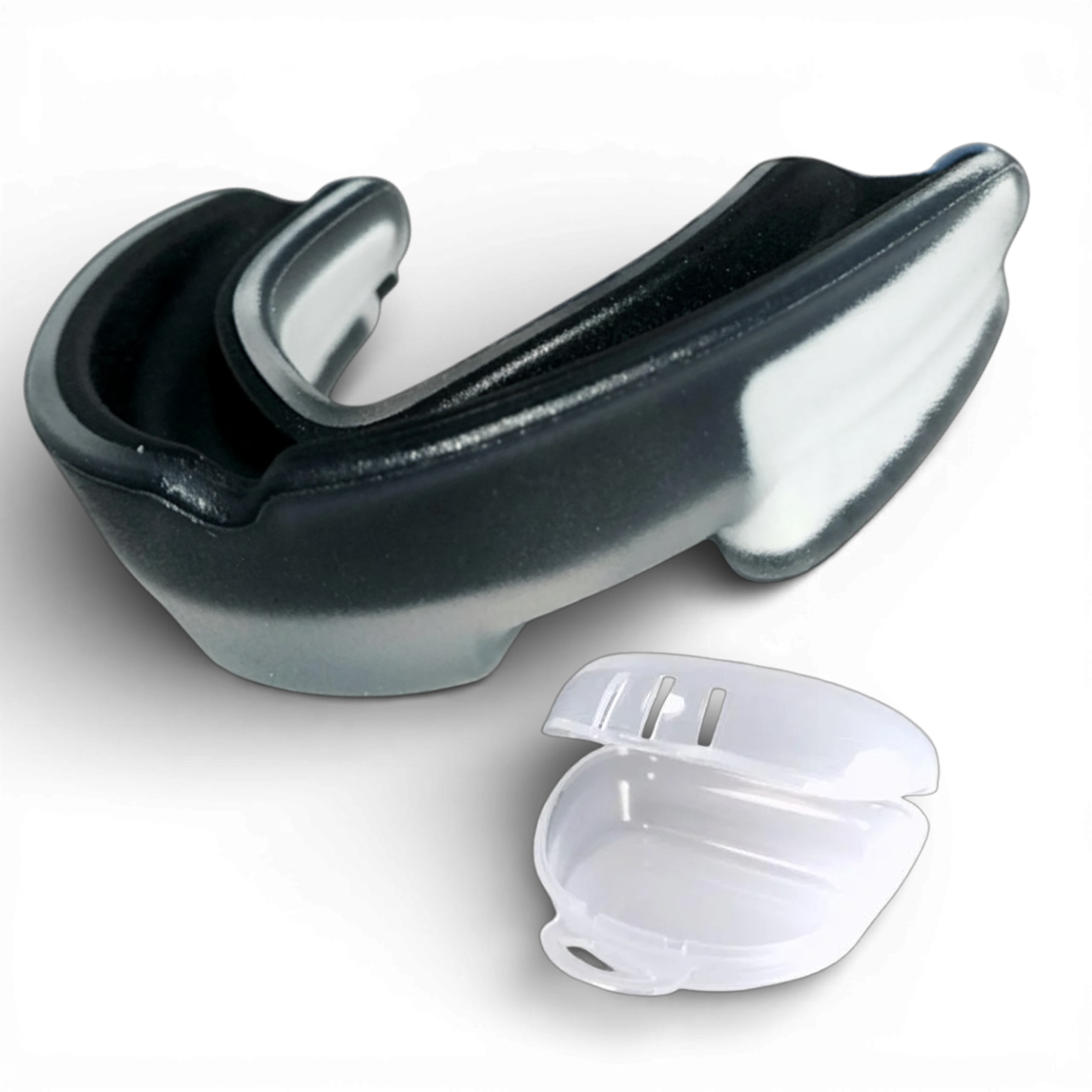 Капа боксерская для бокса Univerza ММА/боксеров/кикбоксинга/тхэквондо взрослая Черно-белый