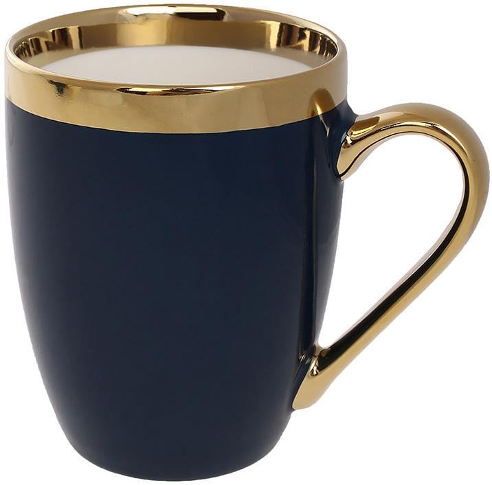 Чашка порцелянова лінія 360 мл Синій із золотим - фото 1 Чашка порцелянова лінія 360 мл Синій із золотим - фото 1