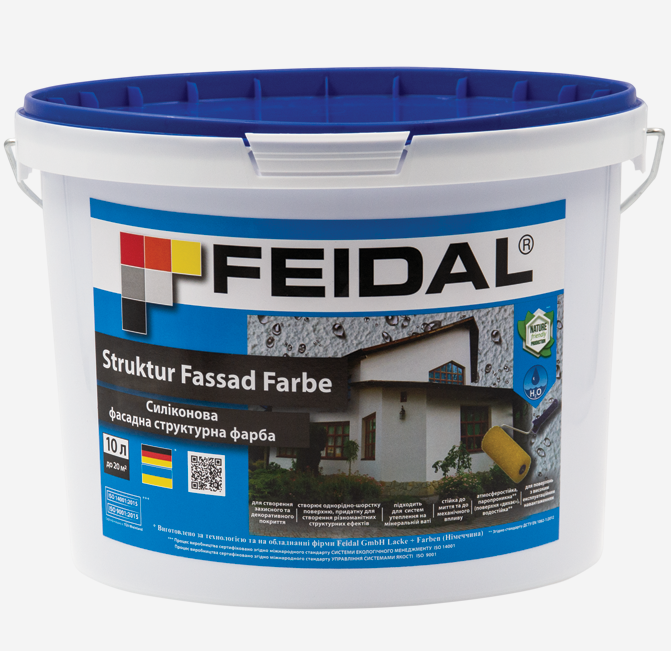 Краска фасадная силиконовая структурная Feidal Struktur Fassad Farbe тонированная 10 л Краска фасадная силиконовая структурная Feidal Struktur Fassad Farbe тонированная 10 л