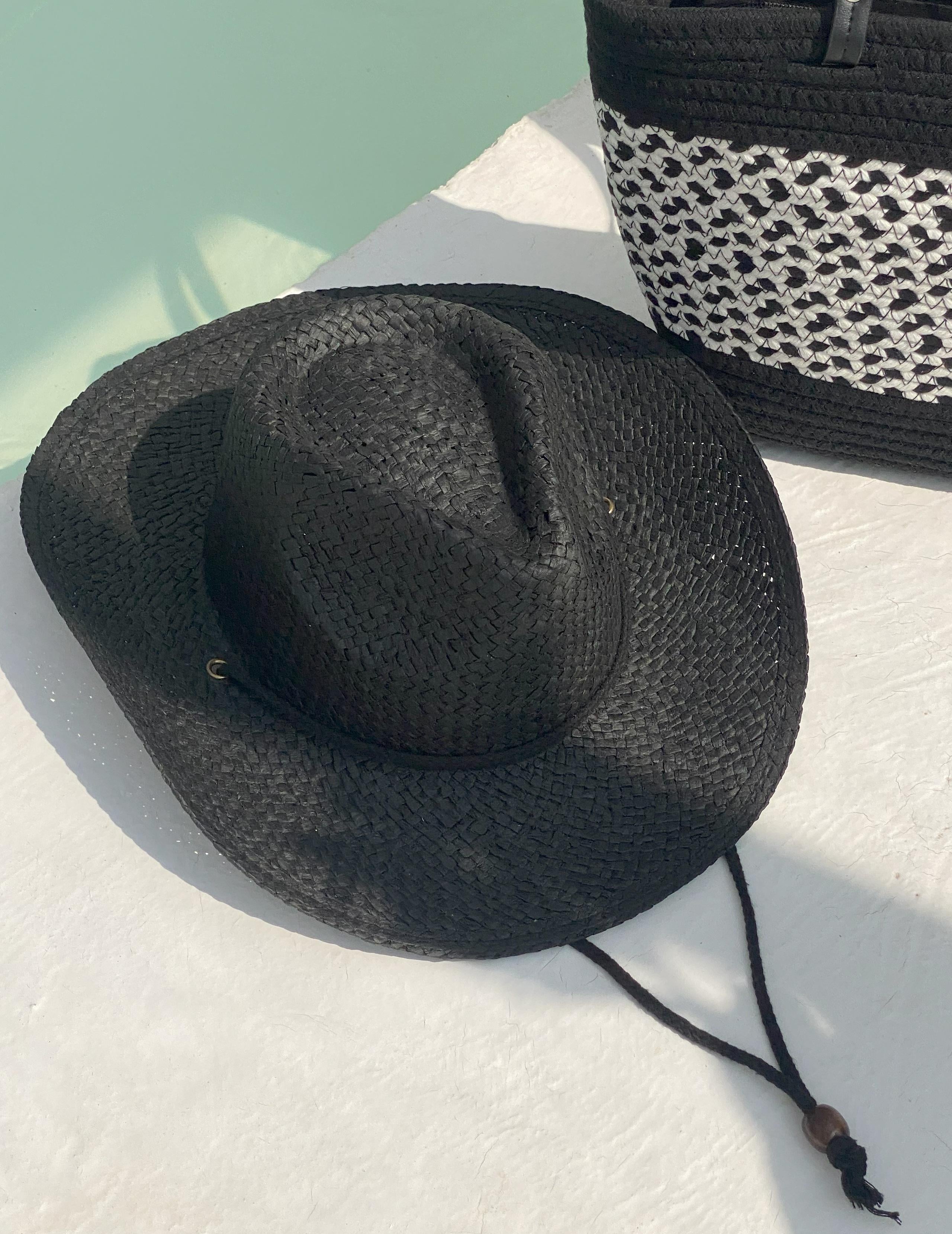 Шляпа плетеная WESTERN Ковбойка со шнуром Черный