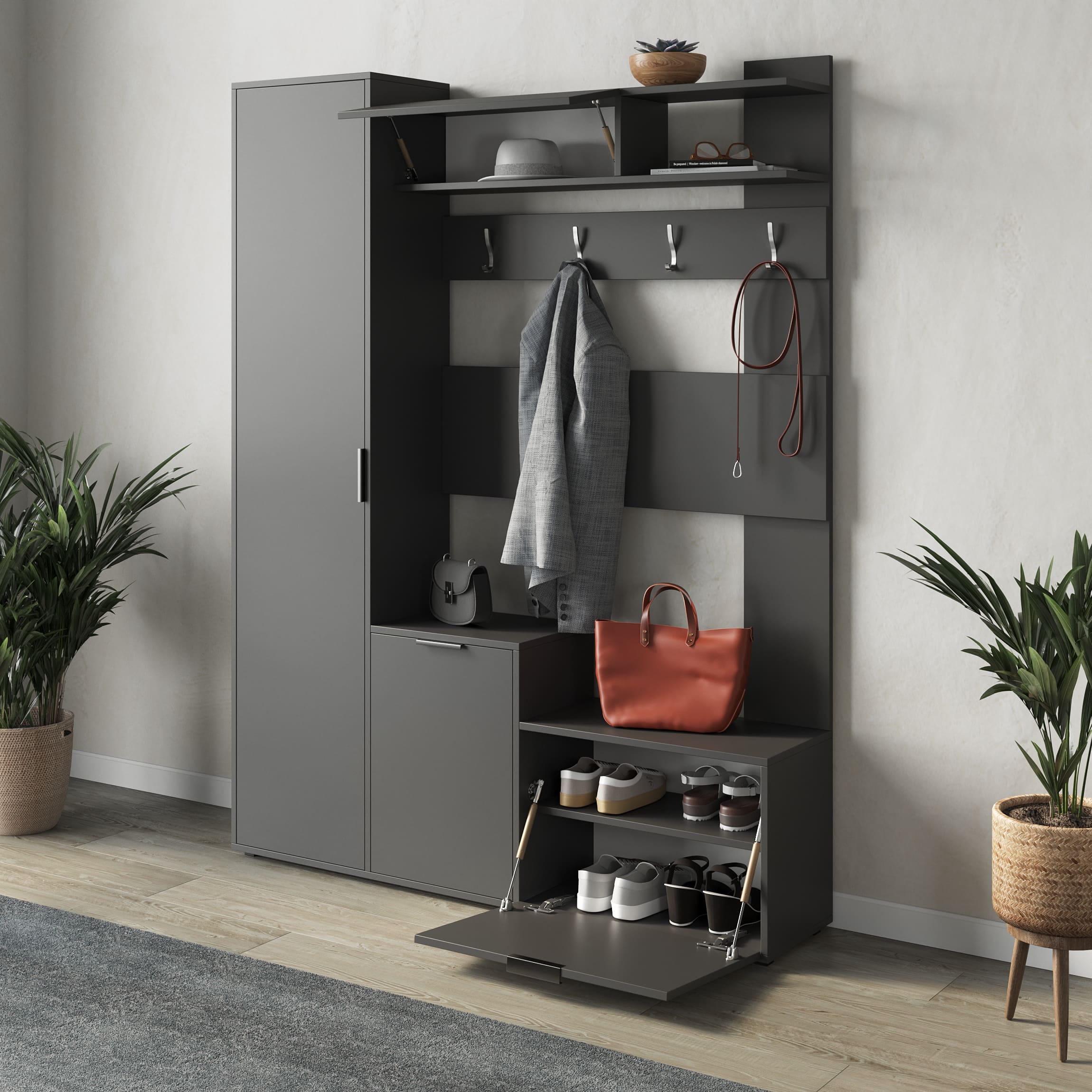 Передпокій з пеналом та тумбою під взуття Антрацит (380730)