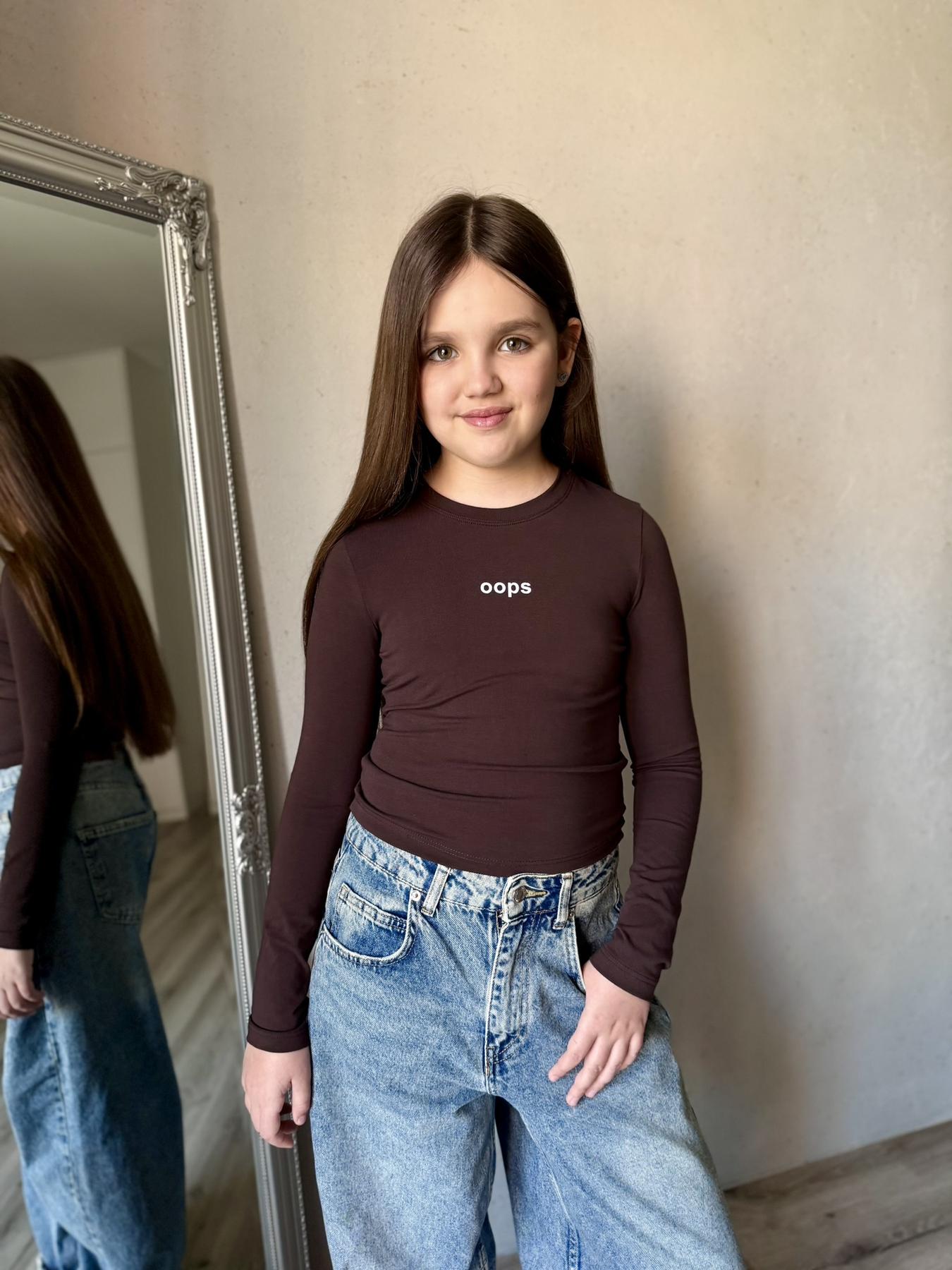 Лонгслив детский подростковый для девочки IRmAS 1353 134 см Шоколадный