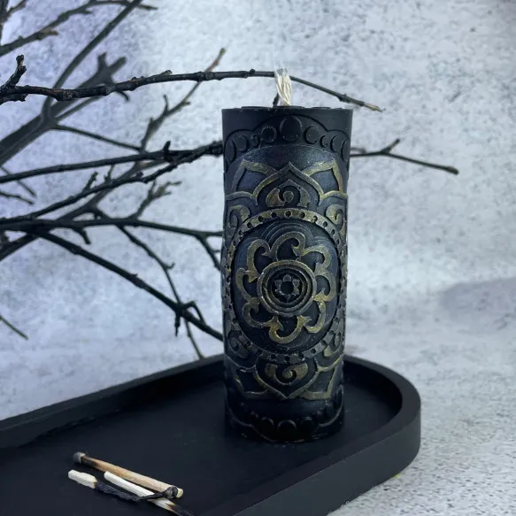 Свеча восковая Цветочный цилиндр Черный (1127)