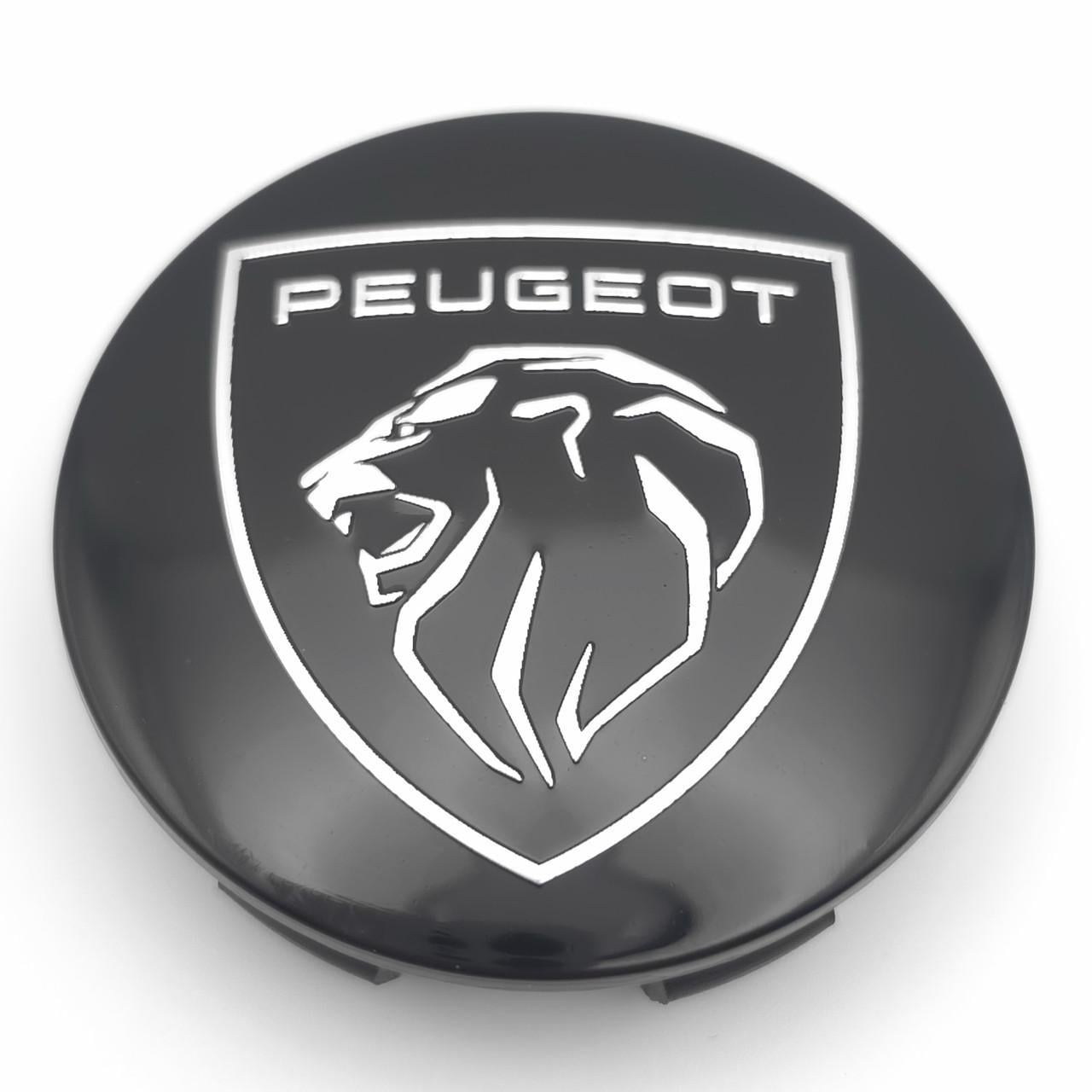Колпачок заглушка ступицы колеса Peugeot 60 мм тип 2 Черный/Хром (3007849731)