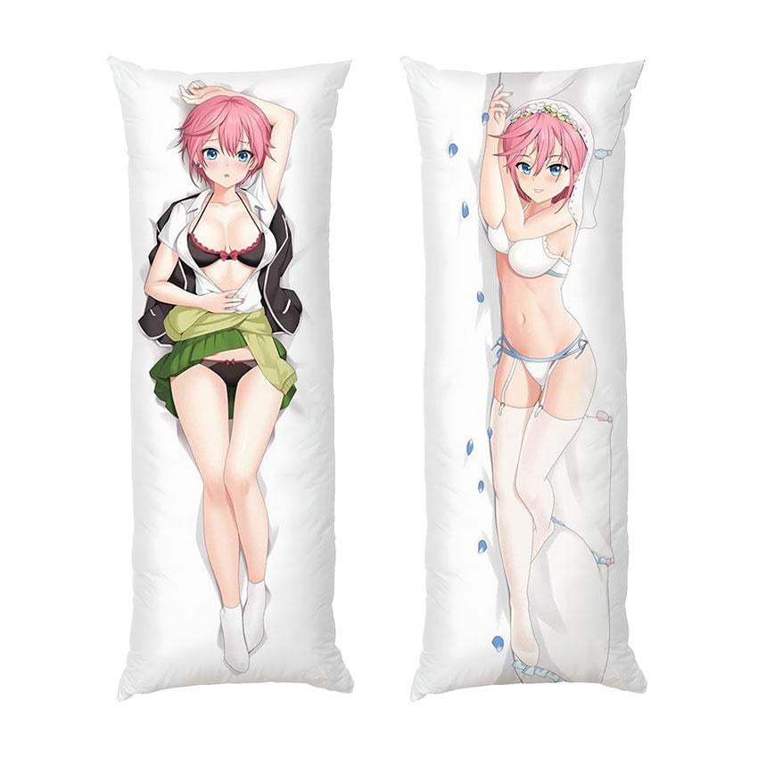 Подушка дакимакура Girl with a short pink hair Anime Pillow габардин 70х30 см