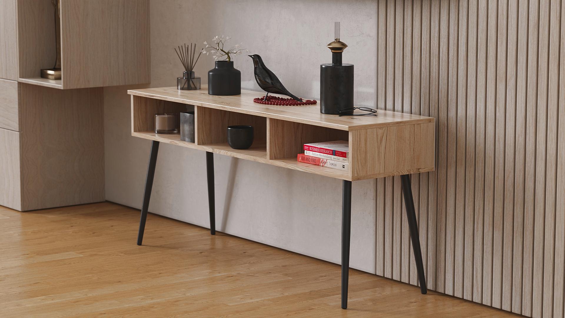 Тумба под телевизор Ferrum-decor Кентукки металл/ДСП 16 мм 45x139x38 см Черный/Дуб Сан-Марино (FRD-106732)