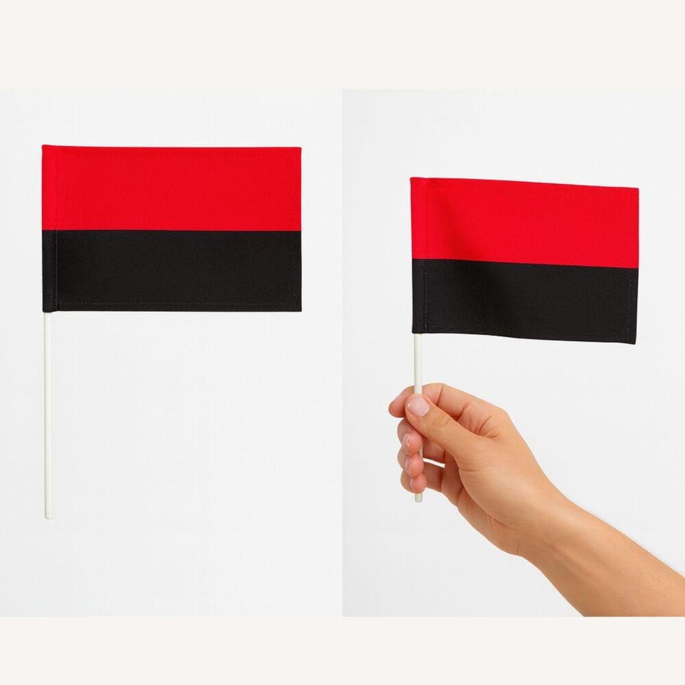 Флаг Украины УПА на палочке габардин 24х16 см Красно-черный (26913) - фото 2 Флаг Украины УПА на палочке габардин 24х16 см Красно-черный (26913) - фото 2