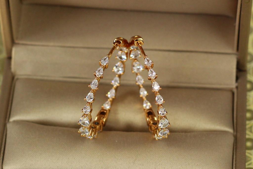 Серьги кольца Xuping Jewelry Фонтан 3 см Золотистый (2364791549)