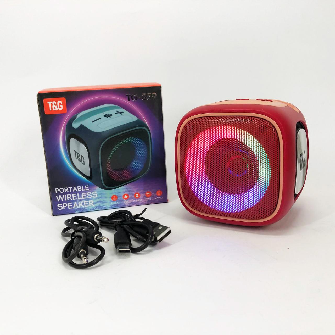 Колонка портативна 7W з RGB підсвічуванням Червоний (TG359) - фото 7