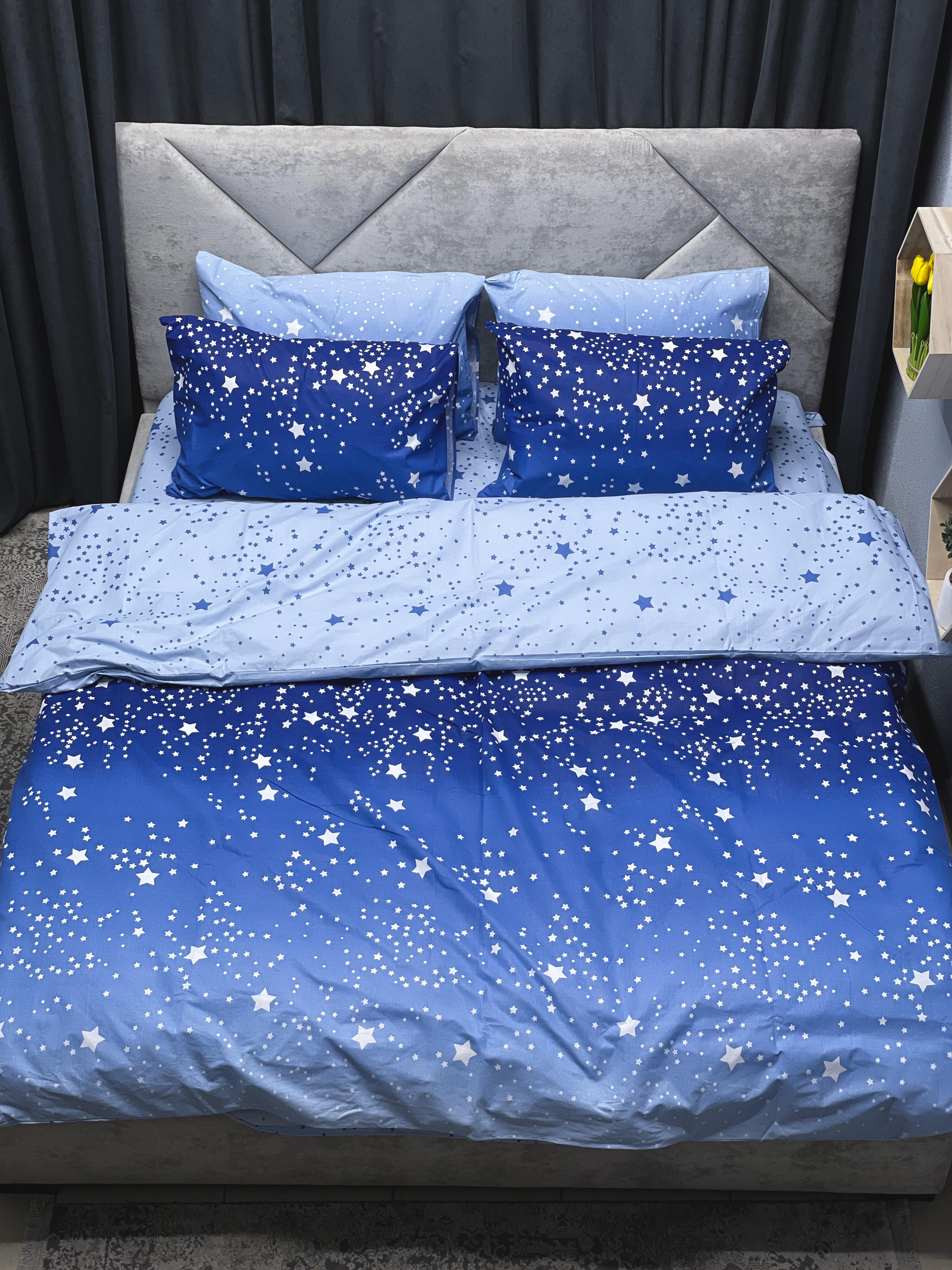 Комплект постельного белья Ego-textile 839ZW безевый со звездами Синий (198001462)