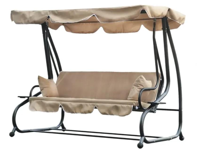 Качели  дачные Garden Line уличные/раскладные с крышей 210x120x170 см Бежевый