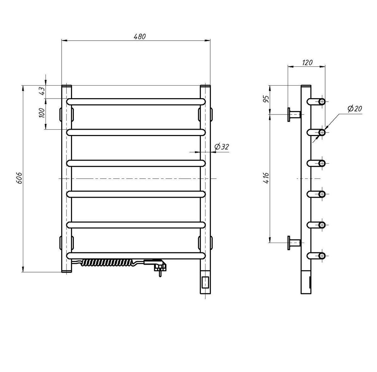 Рушникосушка Блюз Sensor права з таймером 480х600 мм (H12-006033-4860) - фото 4