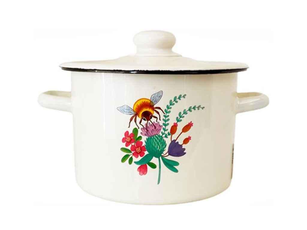 Кастрюля эмалированная Idilia Медовые цветы 5,5 л Молочный (I1617)