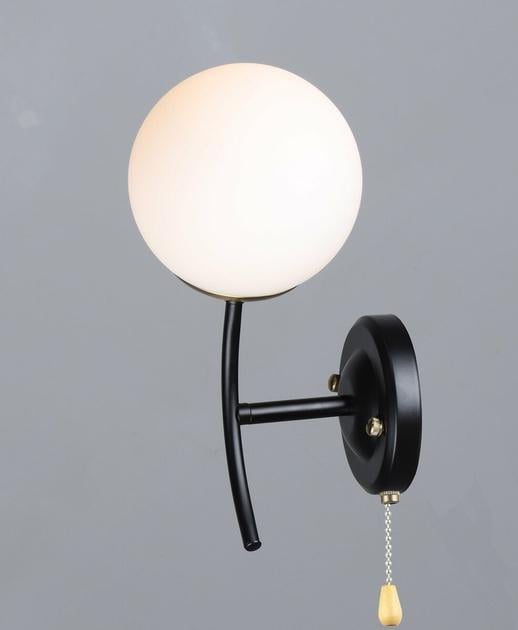 Бра настінне Valeso з кулястим плафоном одинарне Е27 IP20 B N6612/1W BK+COP Чорний/Мідний (28686847)
