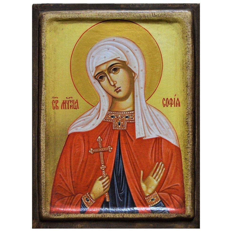 Икона Святая мученица София на дереве 15х20 см (112-0127м)