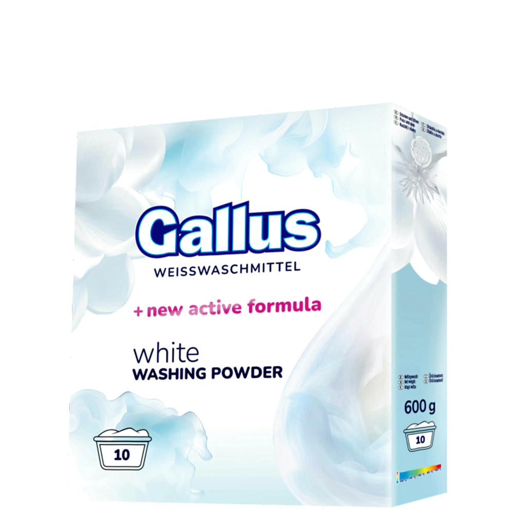Порошок концентрат для стирки белого Gallus White 600 г 10 циклов стирки (303828)