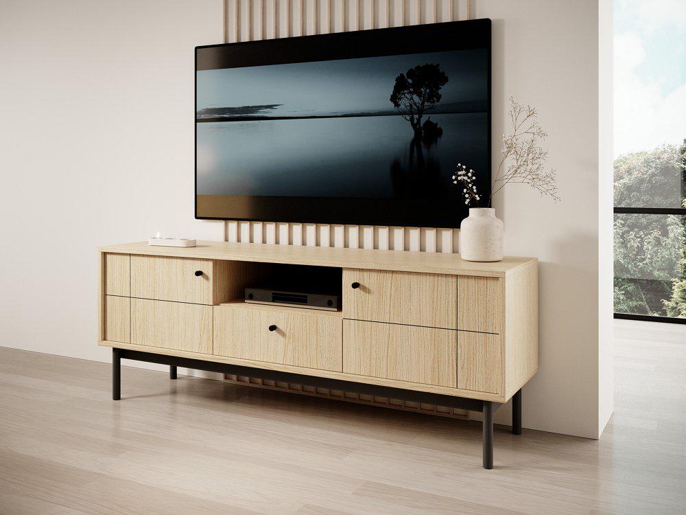 Тумба под ТВ Perfect Home Japandi RTV154 2-дверная с 1 ящиком Дуб линеа (PFH-091462)