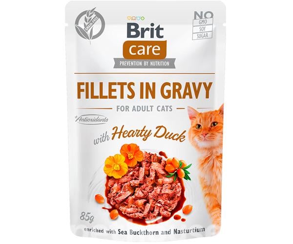 Корм вологий для котів Brit Care Cat Fillets In Gravy з качкою в соусі 85 г (46552)